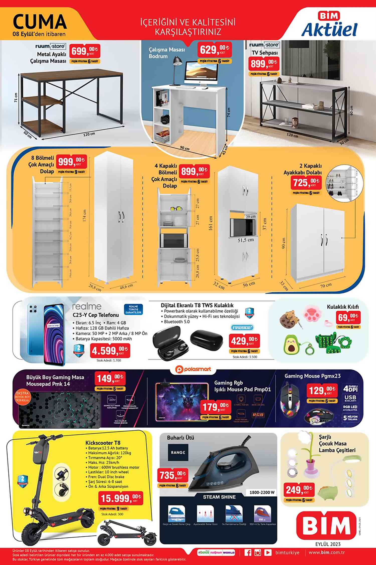 Bim 8 Eylül 2023 Elektronik ve Mobilya Kataloğu
