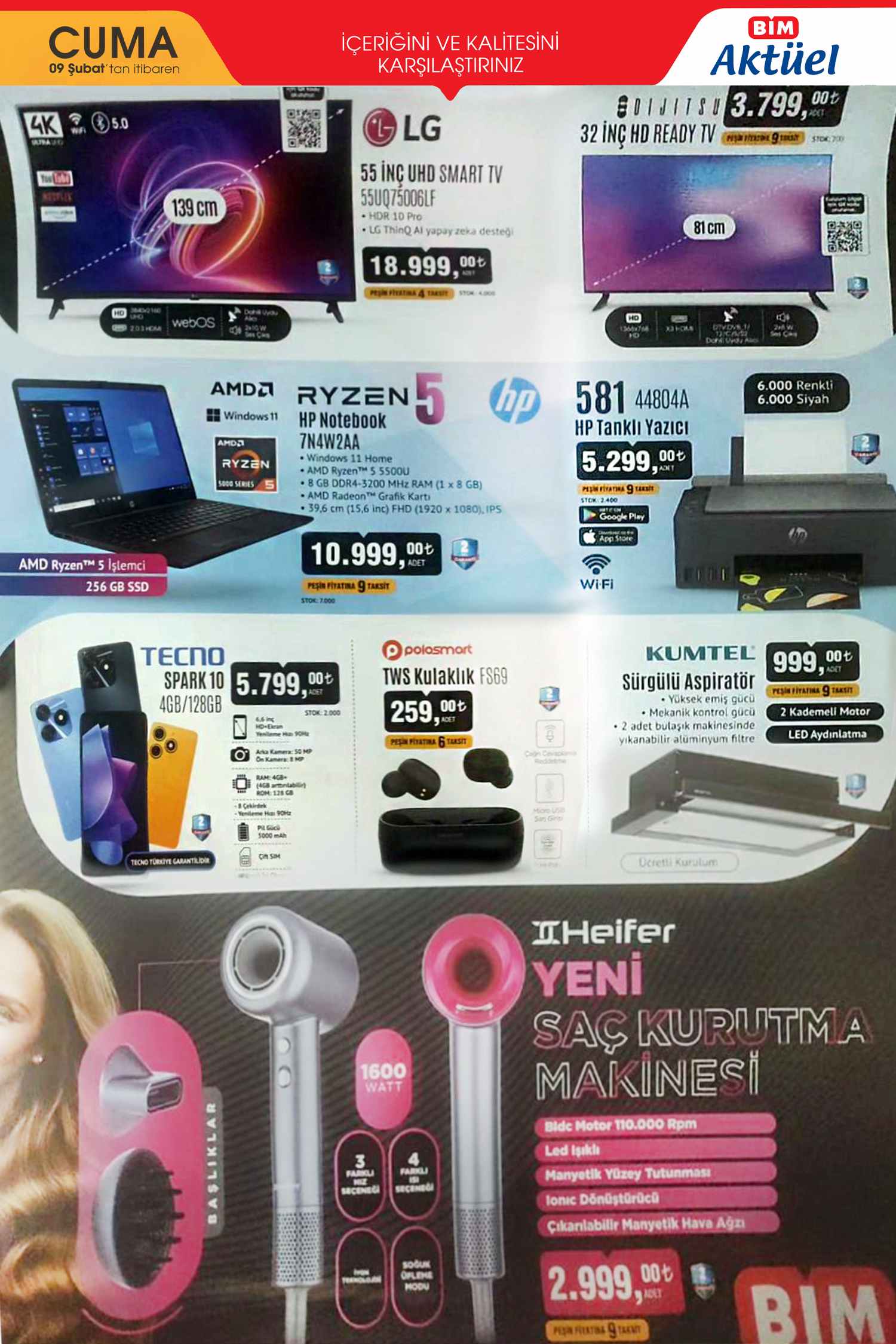 Bim 9 Şubat 2024 Televizyon, Elektronik ve Notebook Kataloğu